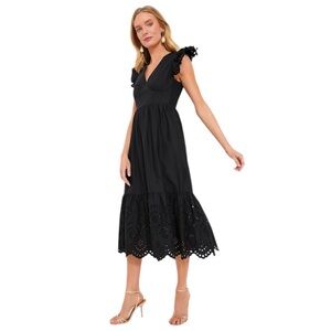 NWT Hyacinth House Black Dress Eyelet Marshall V-Neck